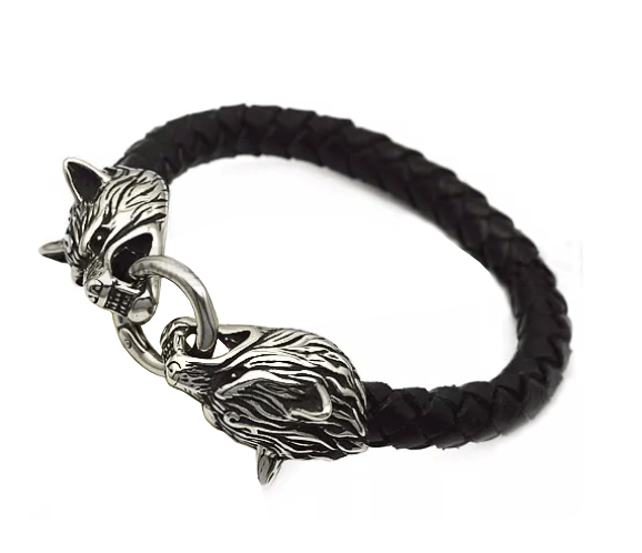 Läderarmband med Fenrisulven. - 2
