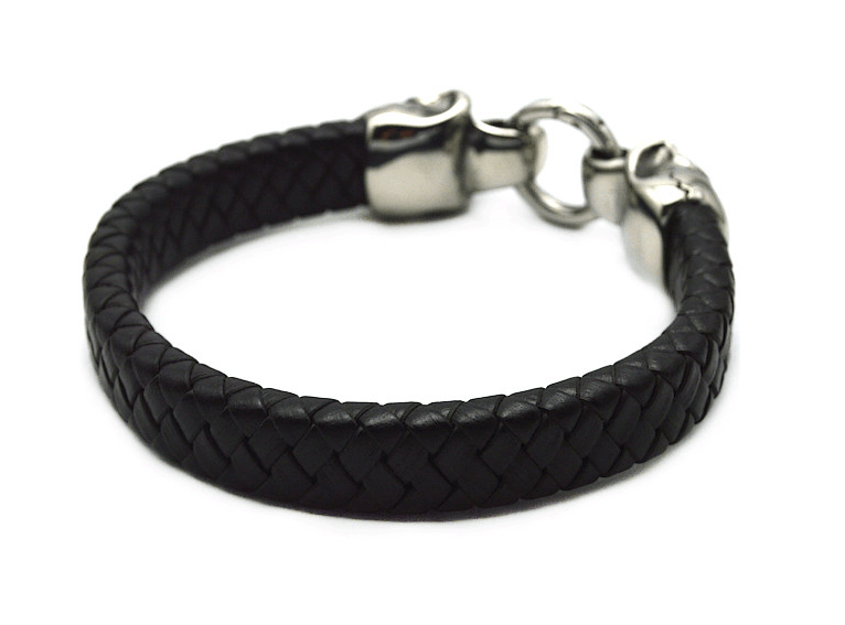 Dödskalle armband i äkta läder. - 3