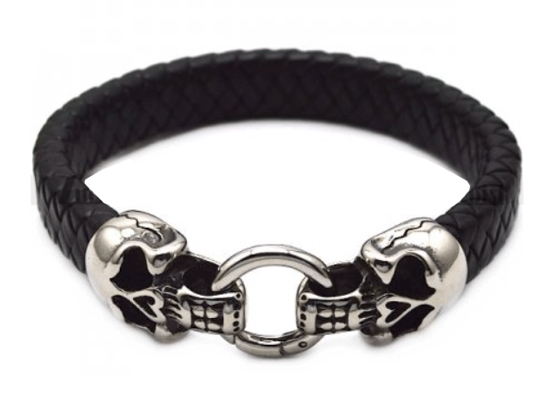 Dödskalle armband i äkta läder. - 2