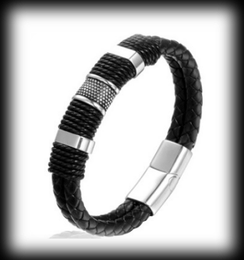 Rejält läderarmband i svart läder. - 2