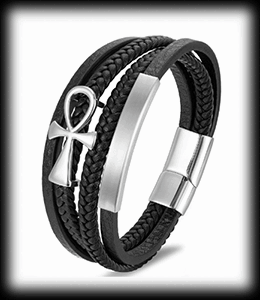 Ankh armband i äkta läder.