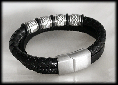 Tre delat läderarmband i Äkta läder. - 3