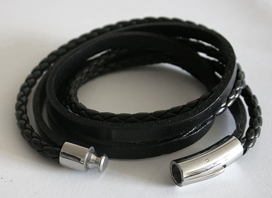 Tre varv läderarmband i äkta läder. - 3
