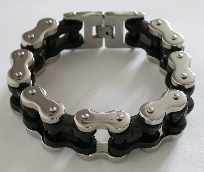 20 mm. MC Armband i rostfritt svart stål. 