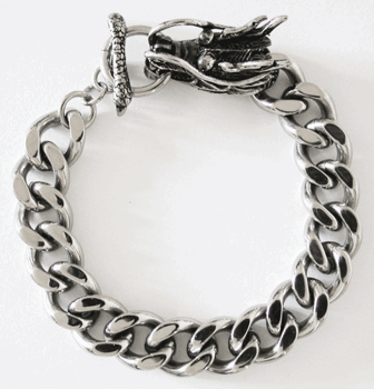 Pansarlänk med drake i stål.