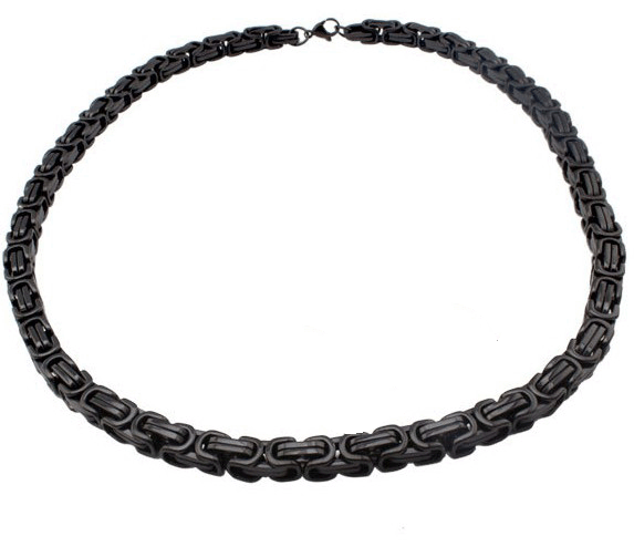 8 mm. Manglad kejsarlänk halsband i svart rostfritt stål. - 3