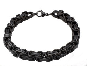 8 mm. Manglad kejsarlänk armband i svart rostfritt stål.