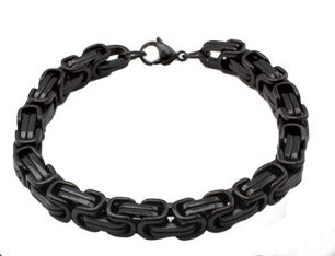 8 mm. Manglad kejsarlänk armband i svart rostfritt stål.
