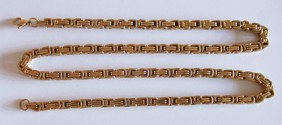 5 mm. Manglad kejsarlänk halsband i guldfärgat rostfritt stål. - 2