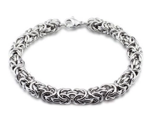 8 mm. Manglad kejsarlänk armband i rostfritt stål. - 2