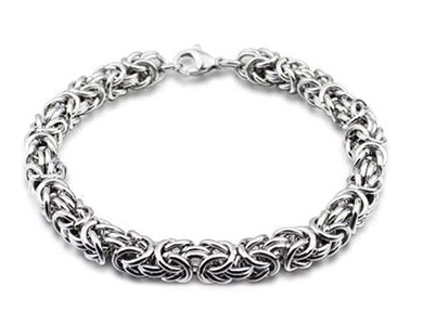 8 mm. Manglad kejsarlänk armband i rostfritt stål.