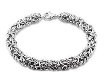 8 mm. Manglad kejsarlänk armband i rostfritt stål.