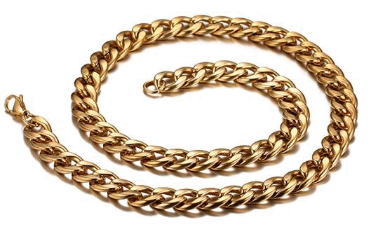 10 mm. Guldfärgat stålhalsband. - 2
