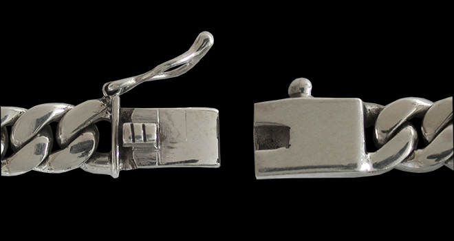 8 mm. Pansarlänk silver armband. - 5