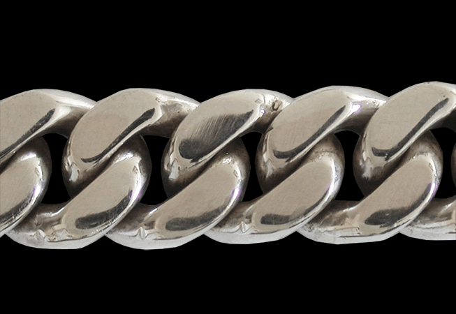 8 mm. Pansarlänk silver armband. - 4