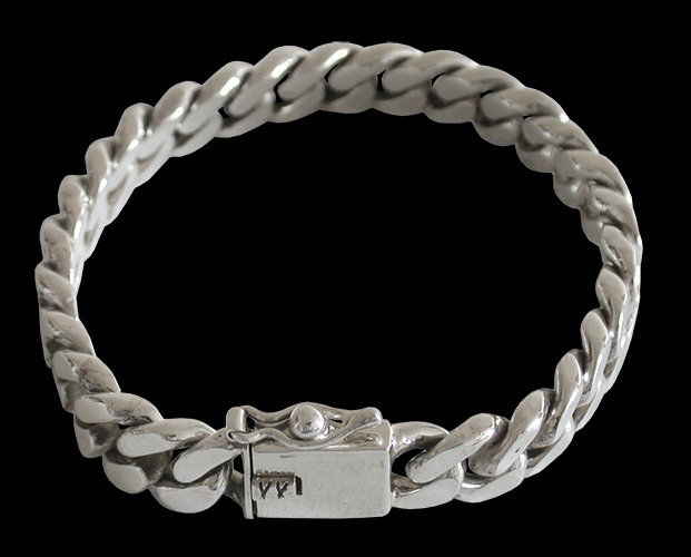 8 mm. Pansarlänk silver armband. - 3