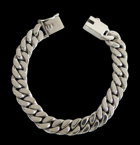 8 mm. Pansarlänk silver armband. - 2