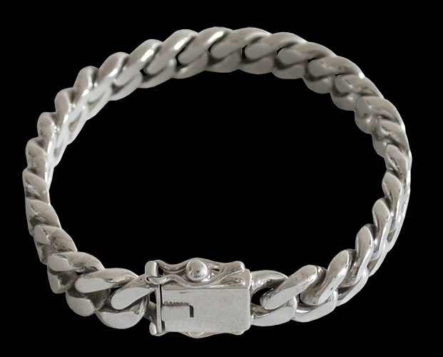 13 mm. Pansarlänk armband i Äkta silver. - 3