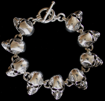 Grovt dödskalle armband i Äkta silver.