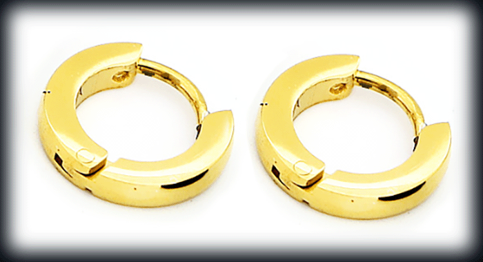 2 x 12 mm. Blanka örhängen i guldpläterat rostfritt stål. - 3