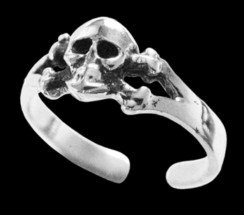 Tåring / ring med dödskalle i Äkta silver.
