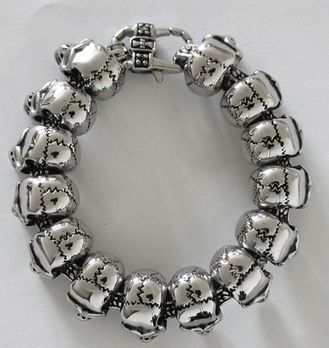 Fett dödskalle armband i Stål - 3