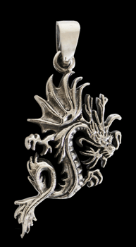 Kinesisk drake halsband i Äkta silver.