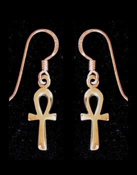 15 mm. Små Ankh örhängen i brons.
