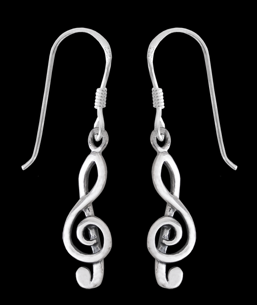 16 mm. G-klav örhängen i Äkta silver.