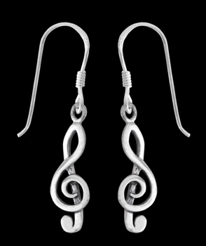 16 mm. G-klav örhängen i Äkta silver.