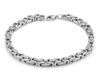 6 mm. Manglad kejsarlänk armband i rostfritt stål.