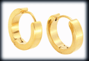 4 x14 mm. Blanka, guldpläterade örhängen i stål .