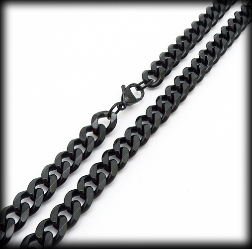 3.6 mm. Pansarlänk armband i svart stål. - 4