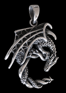 Drake halsband - fantasy drake i Äkta silver.