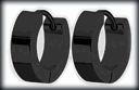 4 x 14 mm. Svarta, blanka örhängen i rostfritt stål.
