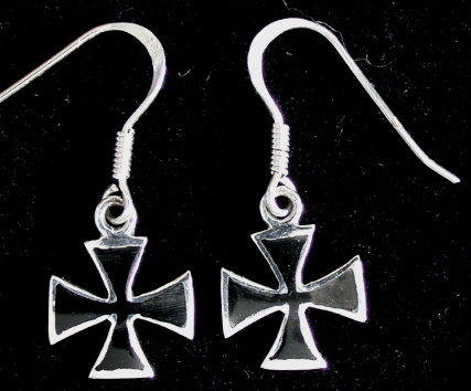 10.5 mm. Örhängen Malteserkors  i Äkta silver.