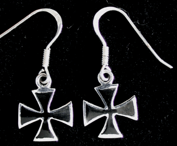 10.5 mm. Örhängen Malteserkors  i Äkta silver.