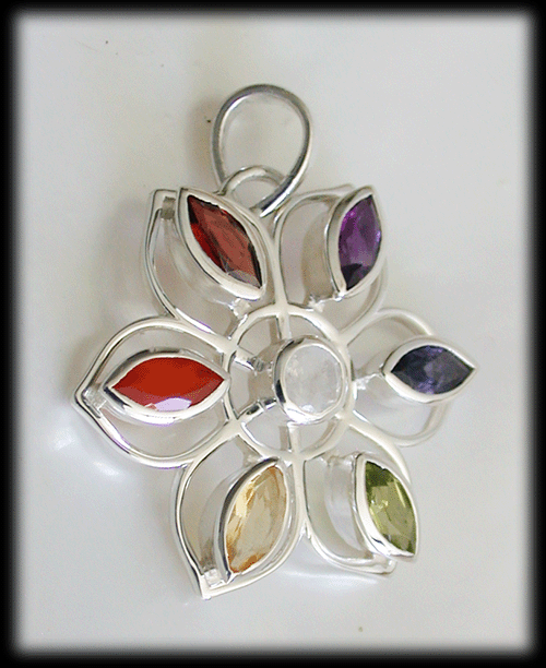 Lotushalsband med chakra stenar. - 3