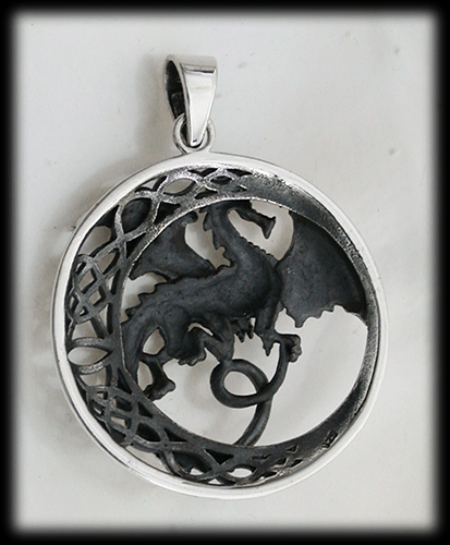 11.2 gr. Keltisk fantasy drake i Äkta silver. - 3