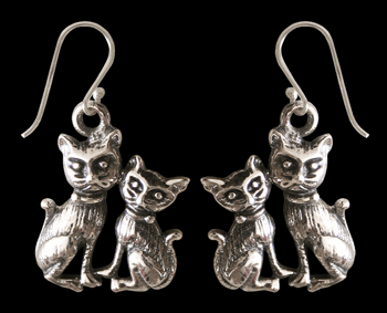 Kittens - Katt örhängen i Äkta silver.