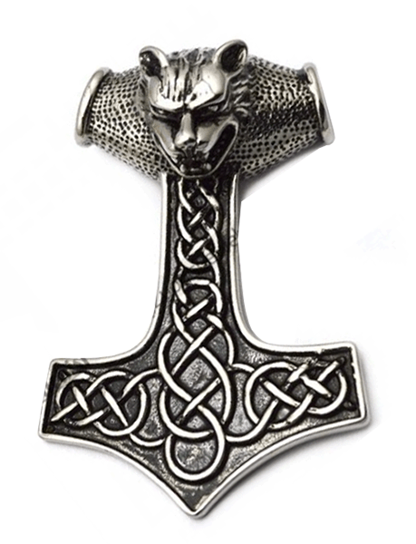 81.4 mm. Torshammare med varg. - 2