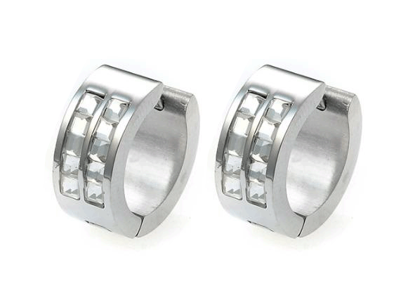 7.0 mm. Bling stål örhängen. - 2