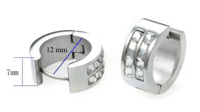 7.0 mm. Bling stål örhängen. - 3
