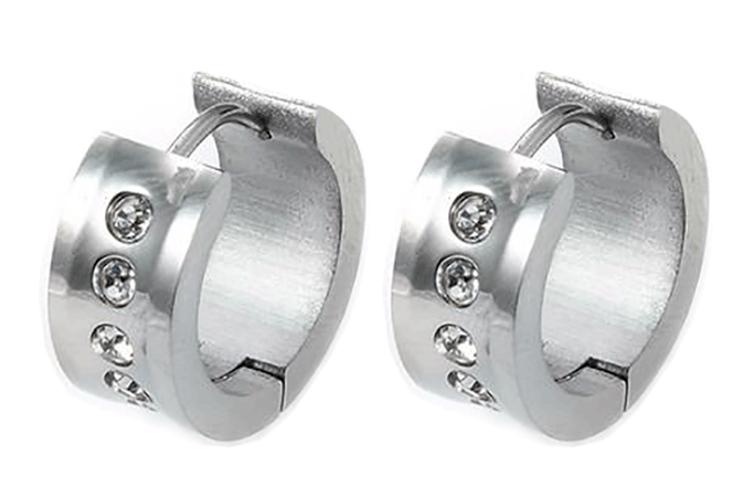 7.0 mm. Välvda Bling örhängen i stål. - 3