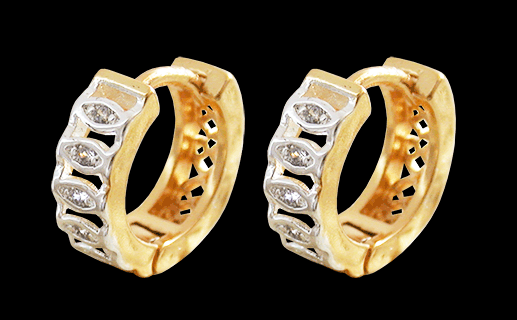 4.0 mm. "Golden bling" stålörhängen. - 2