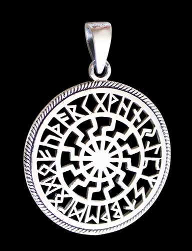 Halsband svart sol i Äkta silver.