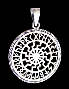 Halsband svart sol i Äkta silver.