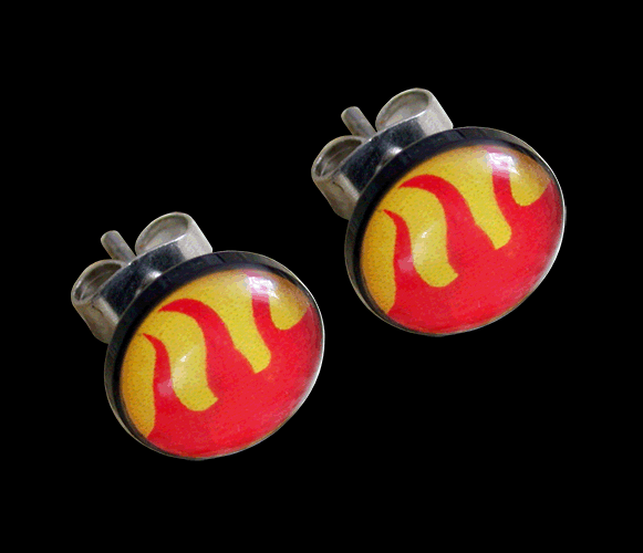 10 mm. Flames stålörhängen. - 2