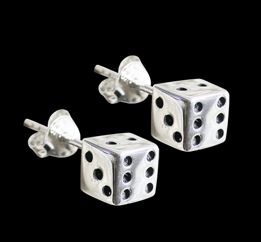 6 mm. Örhängen med tärningar i Äkta silver. - 2
