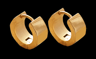 6.0 mm. Guldfärgade stålörhängen.